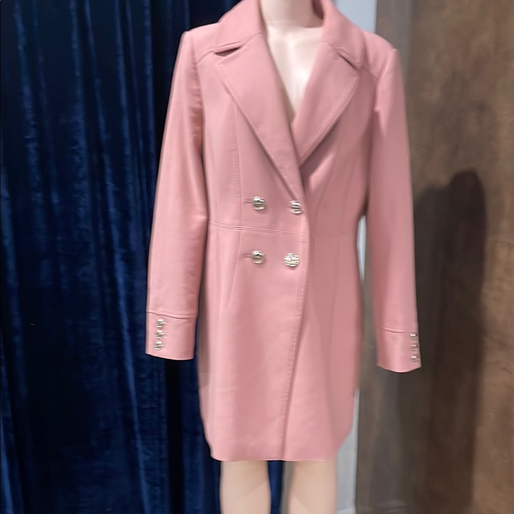 Elegant Pink Double-Breasted Women's Coat